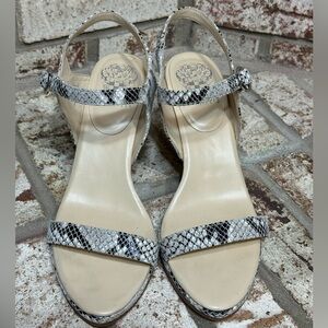 Vince Camuto Lynona Snake Print Ankle Strap Heeled Sandals Open Toe